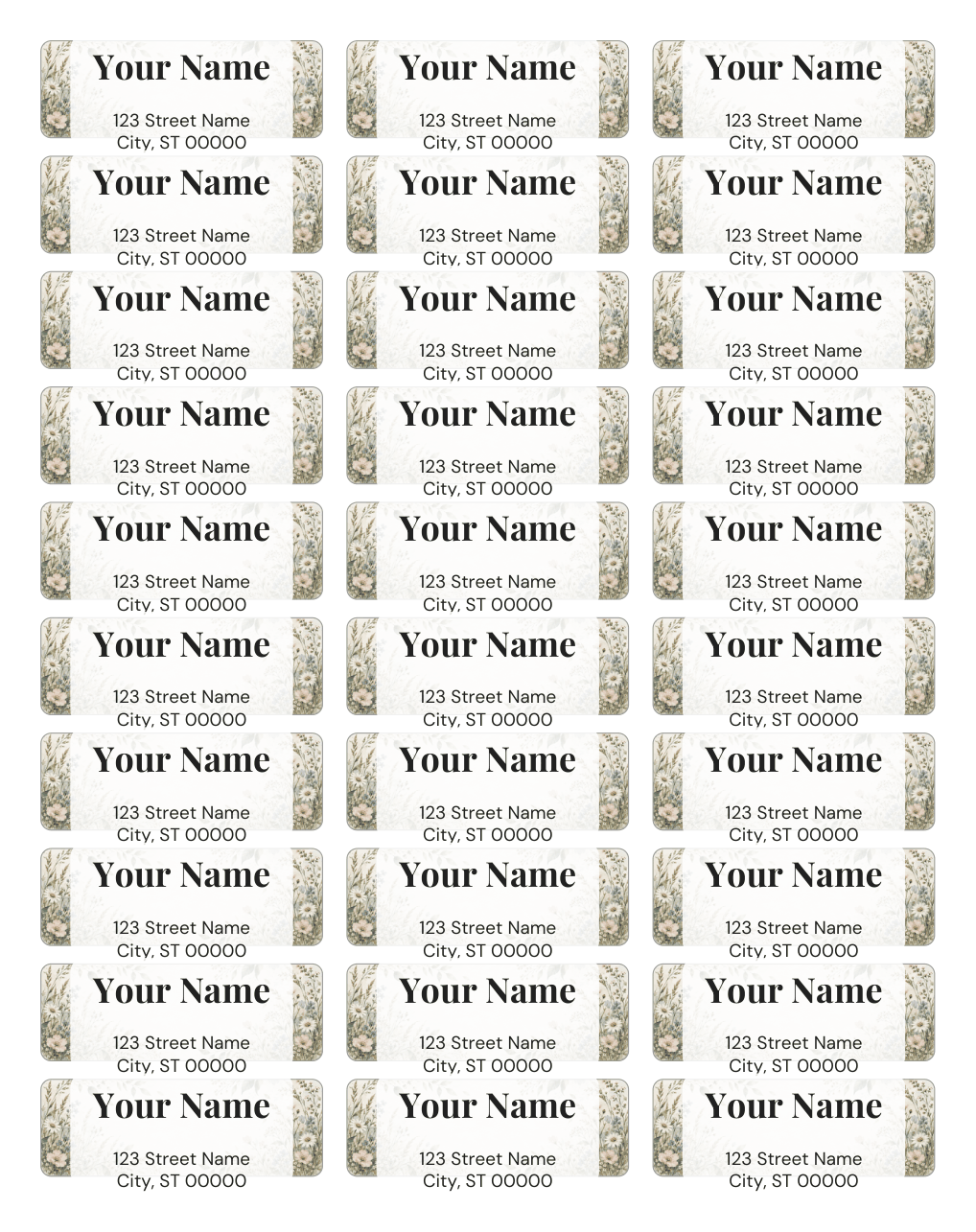 Preview of the first page of Return address labels